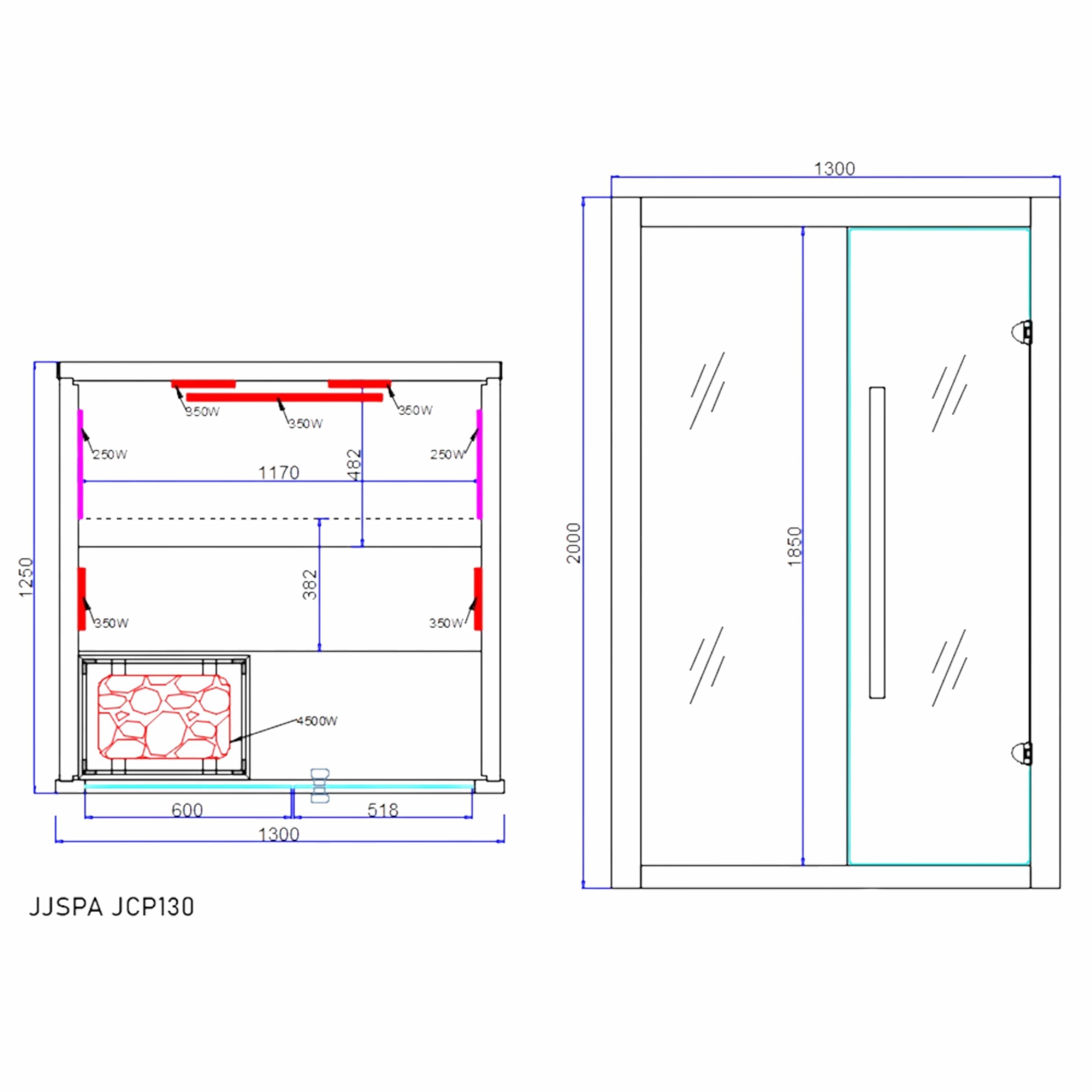 Sauna_Sidora_JCP130_hybrydowa rysunek techniczny