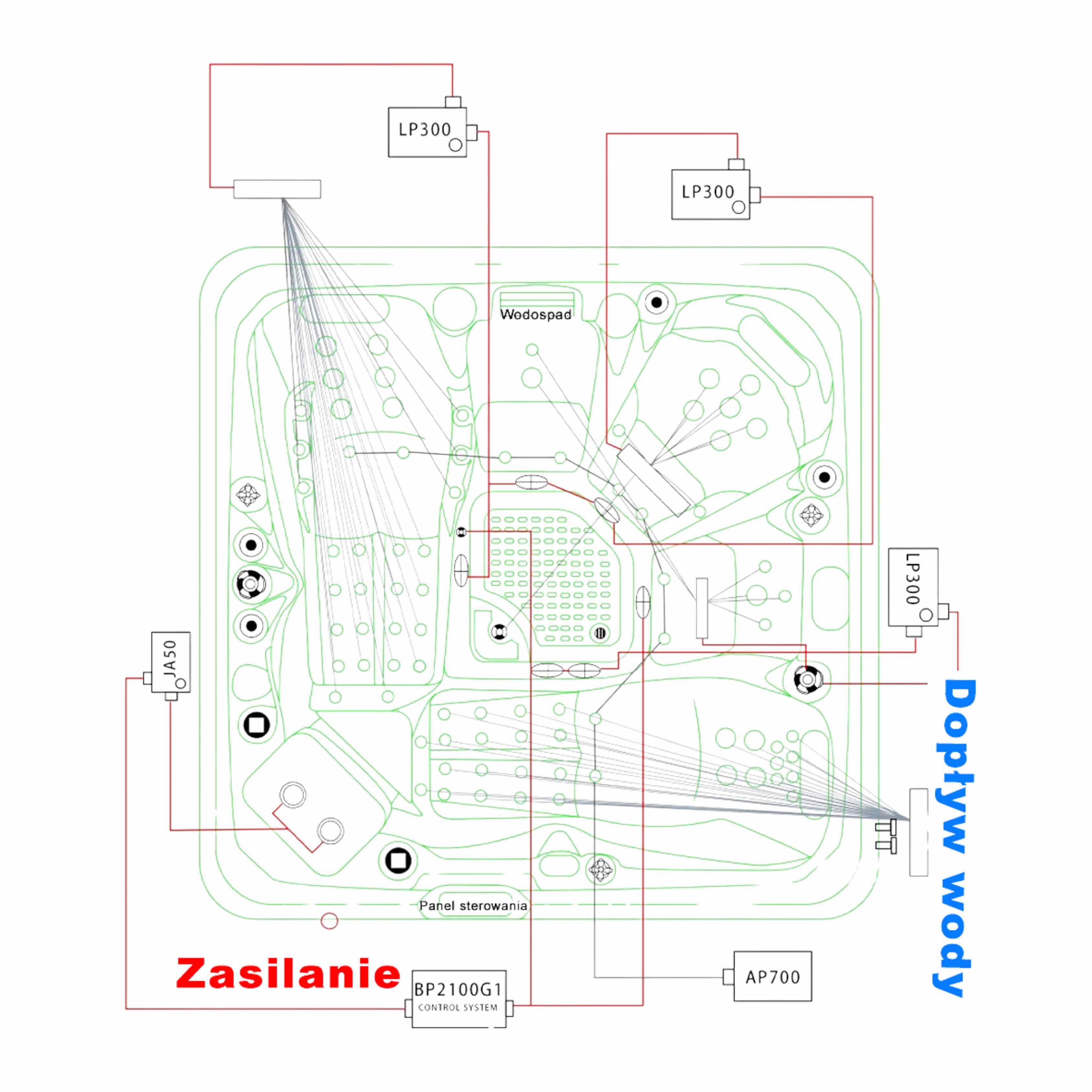 Garten-Whirlpool Alpha 723 Sidora – Hot Tub technische Zeichnung