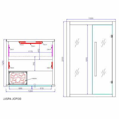 Sauna_Sidora_JCP130_hybrydowa rysunek techniczny